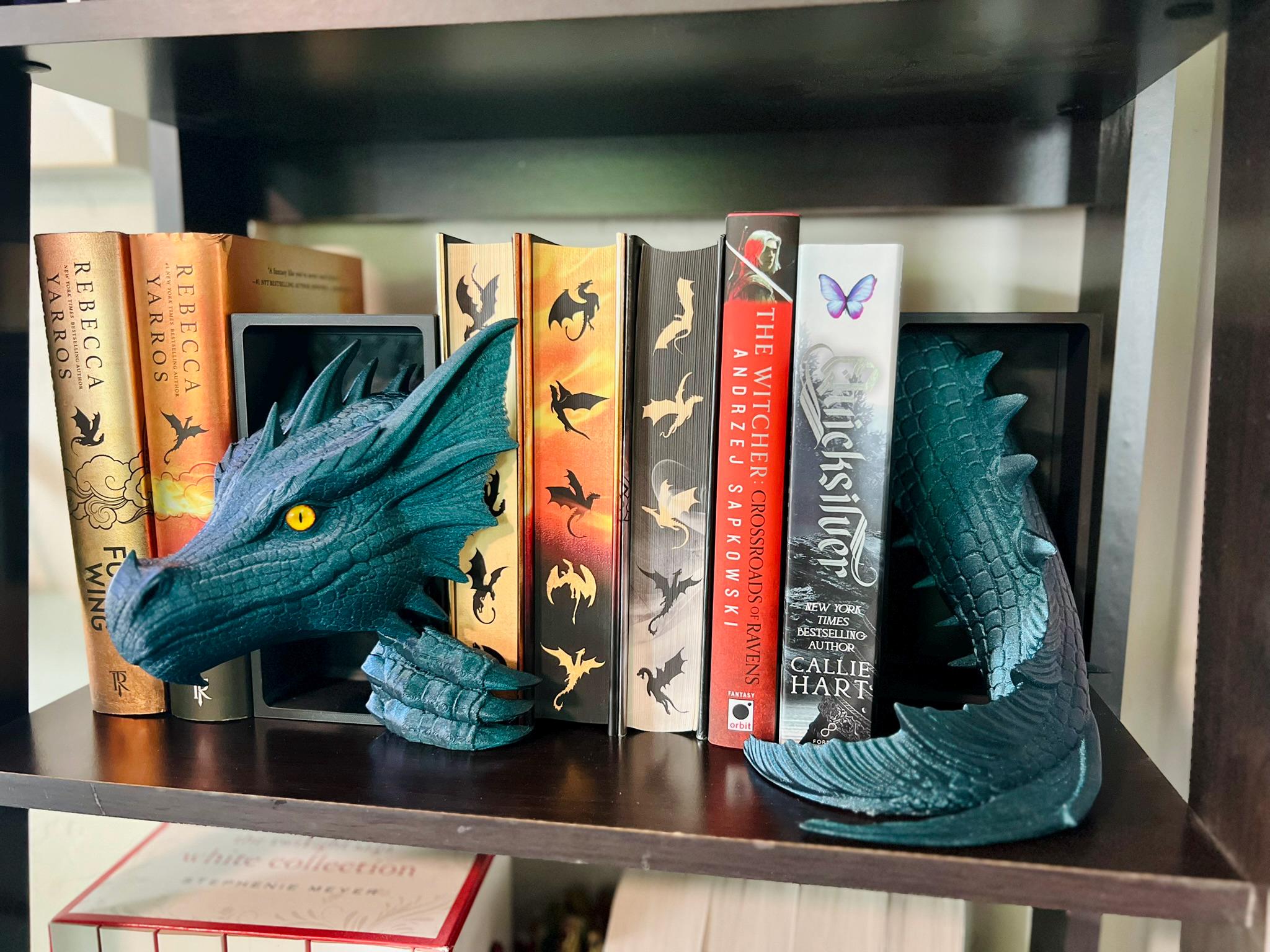Sea Dragon Book Nook, Dragon Bookshelf Decor, Emerging Dragon