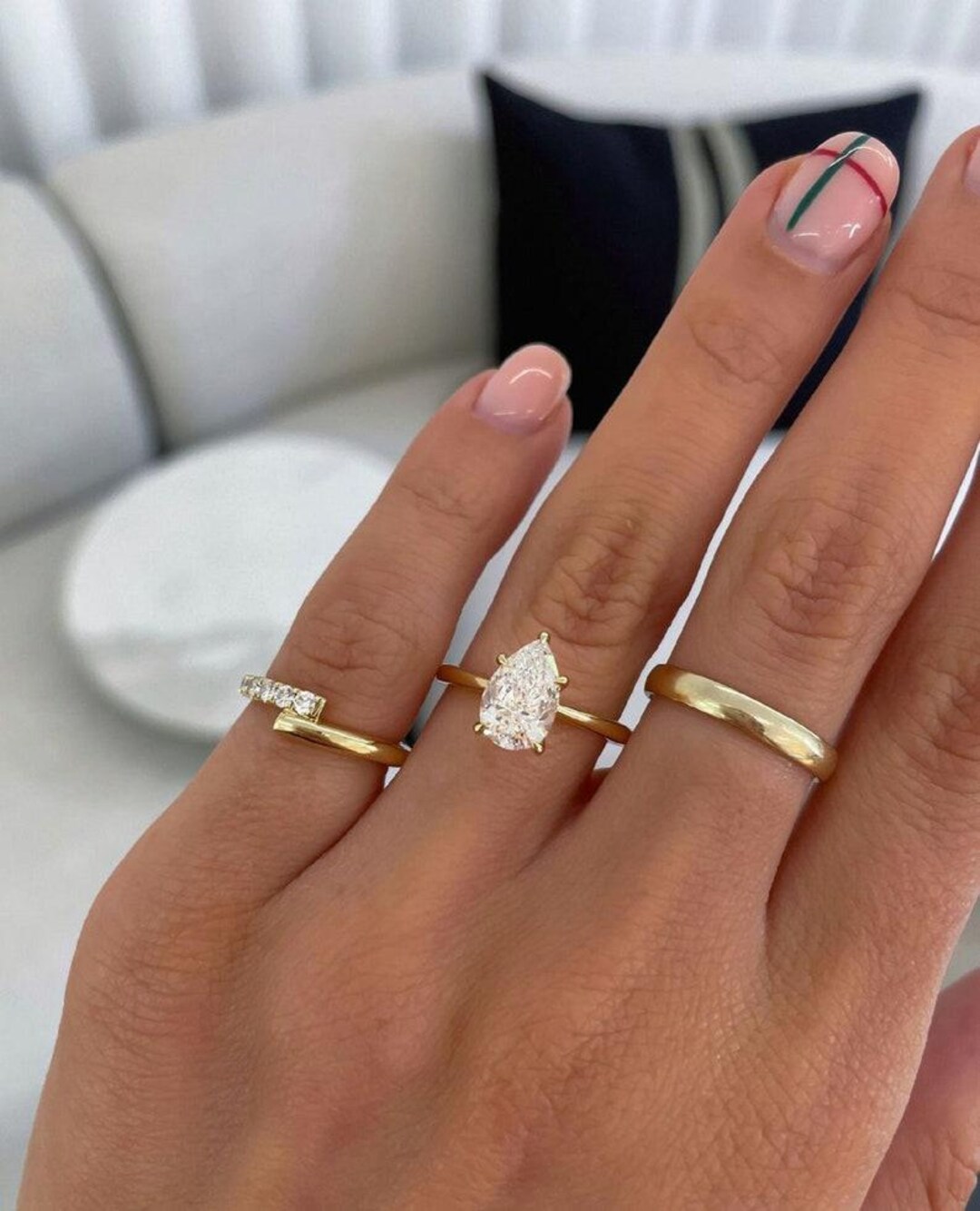 Pear Shaped Diamond Engagement Ring in Yellow Gold, Teardrop Solitaire ...