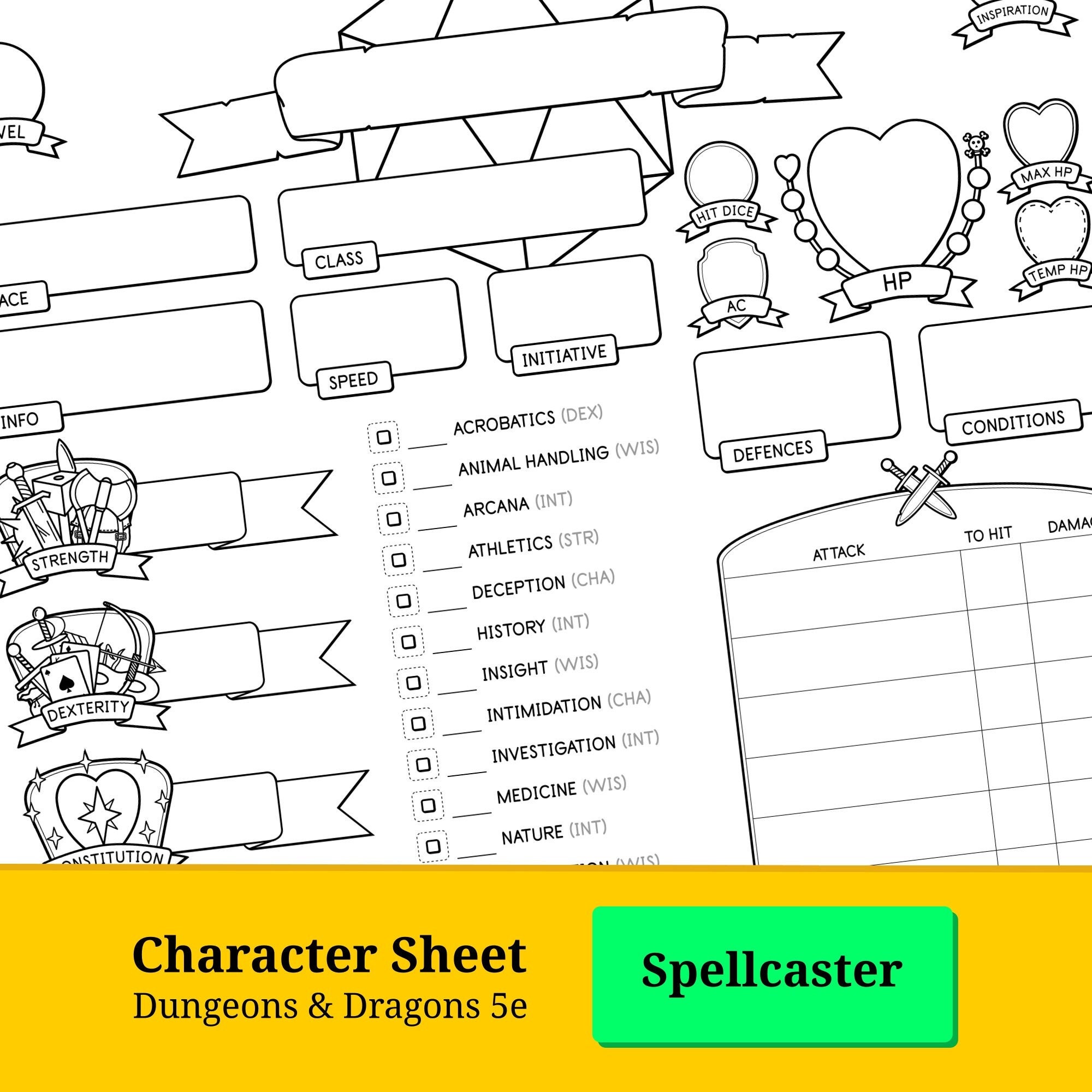 Dnd 5e Character Sheet Spellcaster for D&amp;D 5e Dungeons and Dragons ...