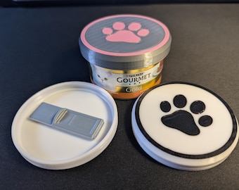 Resealable Cat Food Lid with Magnetic Spatula | TPU 85g/3oz Can Cover