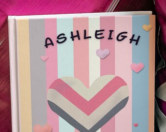 Personalized Pastel Heart Journal | Valentine's Day Notebook | Pink Lined Diary
