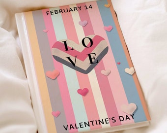 Personalized Pastel Heart Journal Stacked Love | Valentine's Day Romantic Diary | Lined Hardcover Notebook