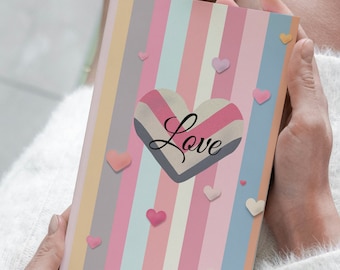 Customizable Pastel Heart Journal | Romantic Lined Notebook