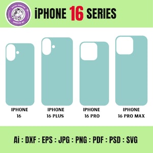 Scarica il bundle di modelli di custodie per iPhone 16 / compatibile con iPhone 16, 16 Plus, 16 Pro, 16 Pro Max / ai dxf eps jpg pdf png psd e svg