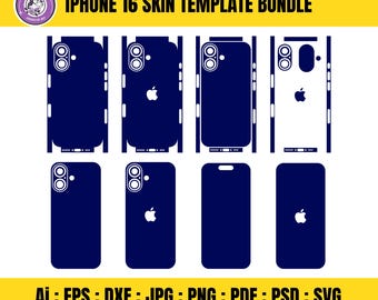 iPhone 16 スキンテンプレートバンドル：Cricut と Silhouette 対応（デジタルダウンロード）