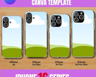 iPhone 16 Case Mockup Template: Realistic Canva Design (Digital Download)