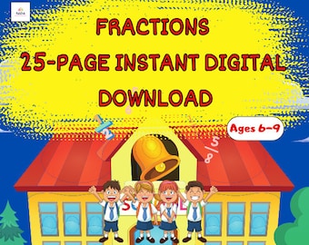 Third grade math worksheets fractions printable for classroom, homeschool - Instant digital download