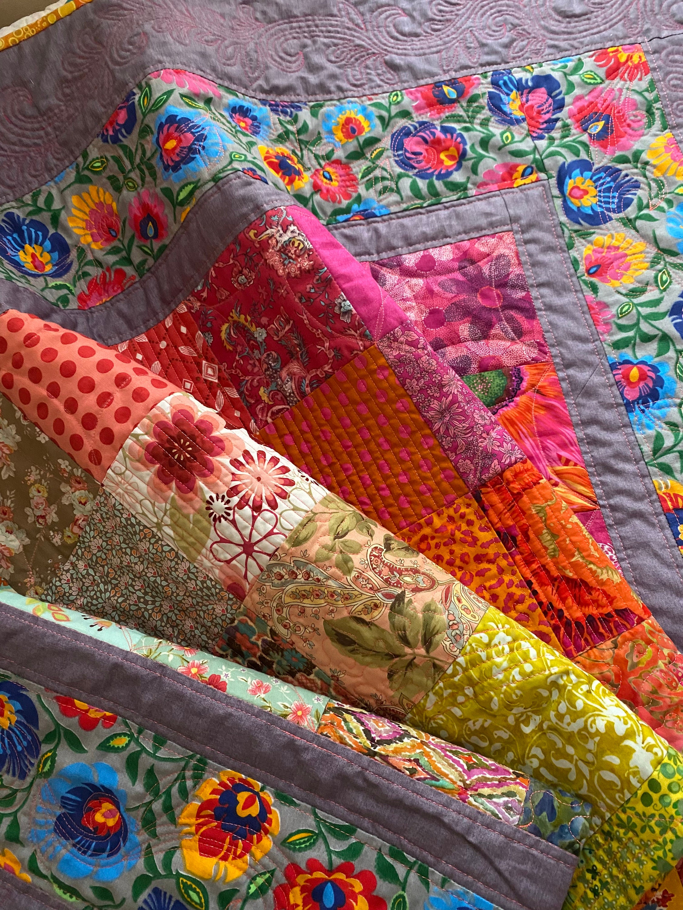 Handmade Quilted Patchwork Quilt, Artisan Quilted Throw Blanket