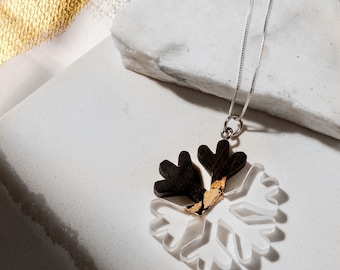 Ebony wood resin Snowflake best woman handmade gift Necklace, Mother day gift, Gift for Mom, girlfriend gift