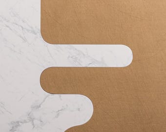 Sintered Quartz Wall Art – Gold and Marble, Modern Geometric Design
