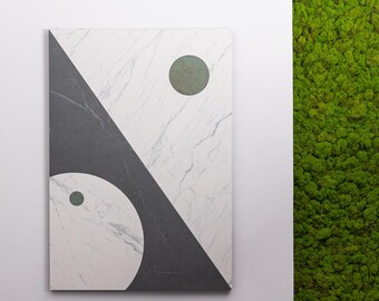 Sintered Quartz Wall Art: Modern Stone & Steel Installation
