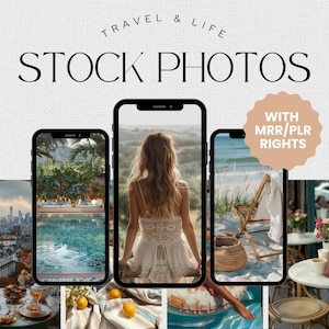 MRR Stock Photos Travel Lifestyle PLR Aesthetic Photo Bundle Resell as your own Stock images Master resell rights Marketing Photos Instagram