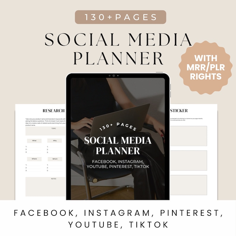 Master Resell Rights Canva Social media planner PLR Templates PLR Digital Products Sell as your own Sell on Etsy Instagram Planner Facebook