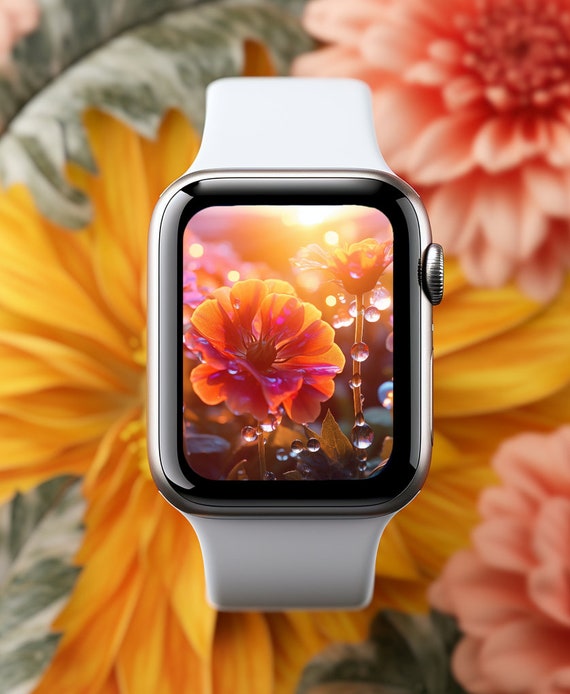 Orange Summer Flowers With Dew Drops Jewels Android Smartwatch Face Digital Download for Samsung Apple and Android Watches Watch Wallpaper Etsy UK