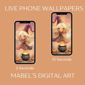 Floating Cottage Halloween Witch Cell Phone Live and Static Live Wallpaper Screen Lock PNG MP4 Bundle| Seasonal Fall Theme Digital Art Set