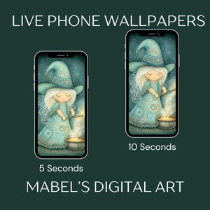 Teal Green Cottage Halloween Witch Cell Phone Live and Static Live Wallpaper Screen Lock PNG MP4 Bundle| Seasonal Fall Theme Digital Art Set