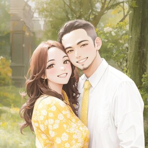 Niestandardowy portret anime, spersonalizowana ilustracja pary anime, prezenty rocznicowe, niestandardowe zlecenie anime, anime ze zdjęcia, animowane zdjęcie