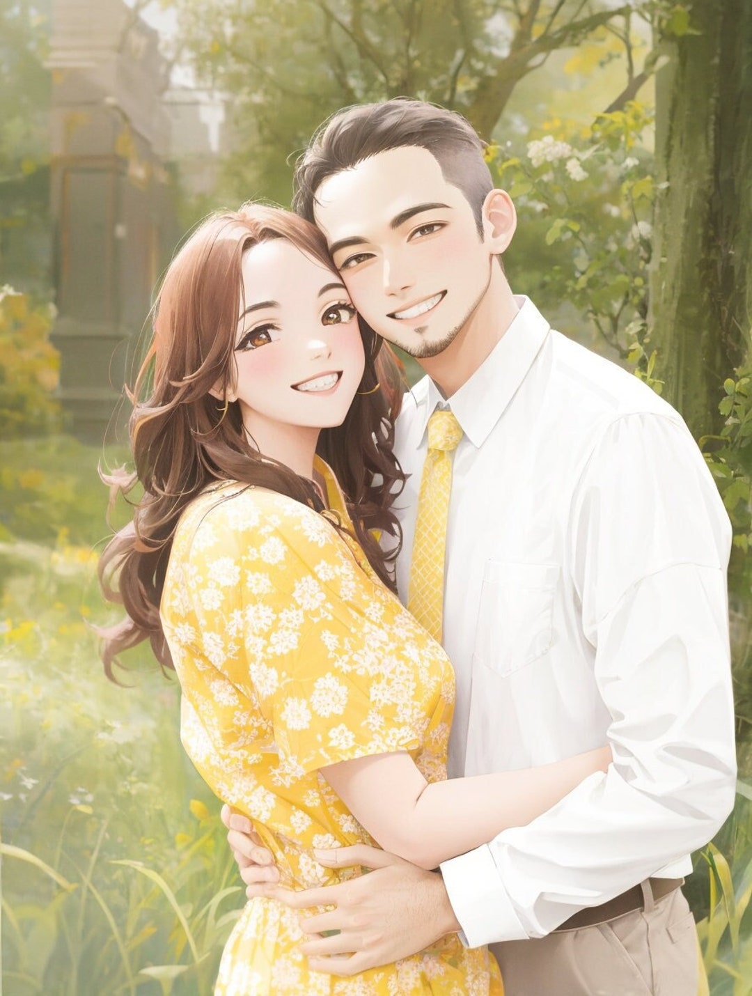 Custom Anime Couple Portrait, Personalized Anniversary Gift - Etsy