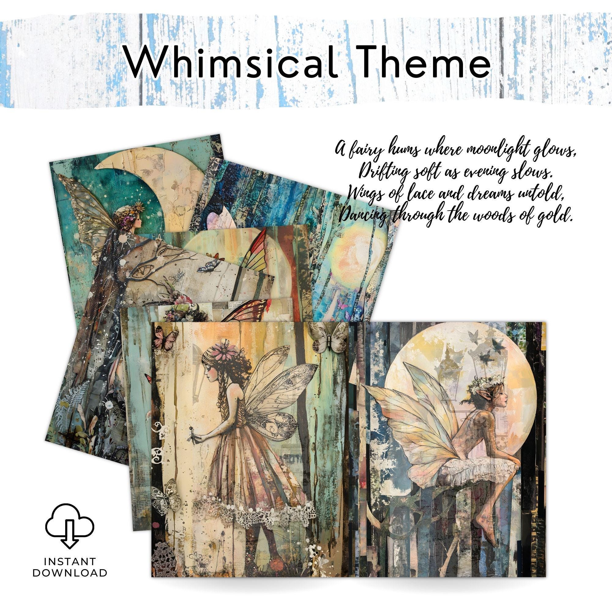 Whimsical Fairy Junk Journal Pages: Vintage Collage Art (digital ...