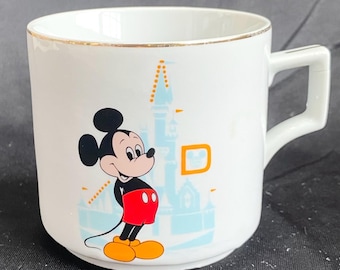 Vintage 1970s DISNEY Mickey Mouse Walt-Disney World Gold Trim Mug