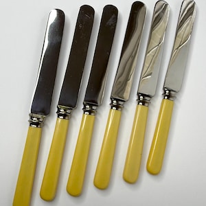 Vintage Celluloid Handle Dinner Knives, Triumph Cutlery Firth Stainless, 6 Pcs.