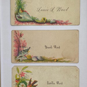 1870er Jahre Lot von 3 WARD FAMILIE Antike persönliche Visitenkarten Vintage Ephemera