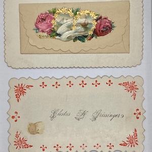 Lote de 2 tarjetas de visita personales antiguas de la familia GRISSINGER, década de 1870, efímeras vintage