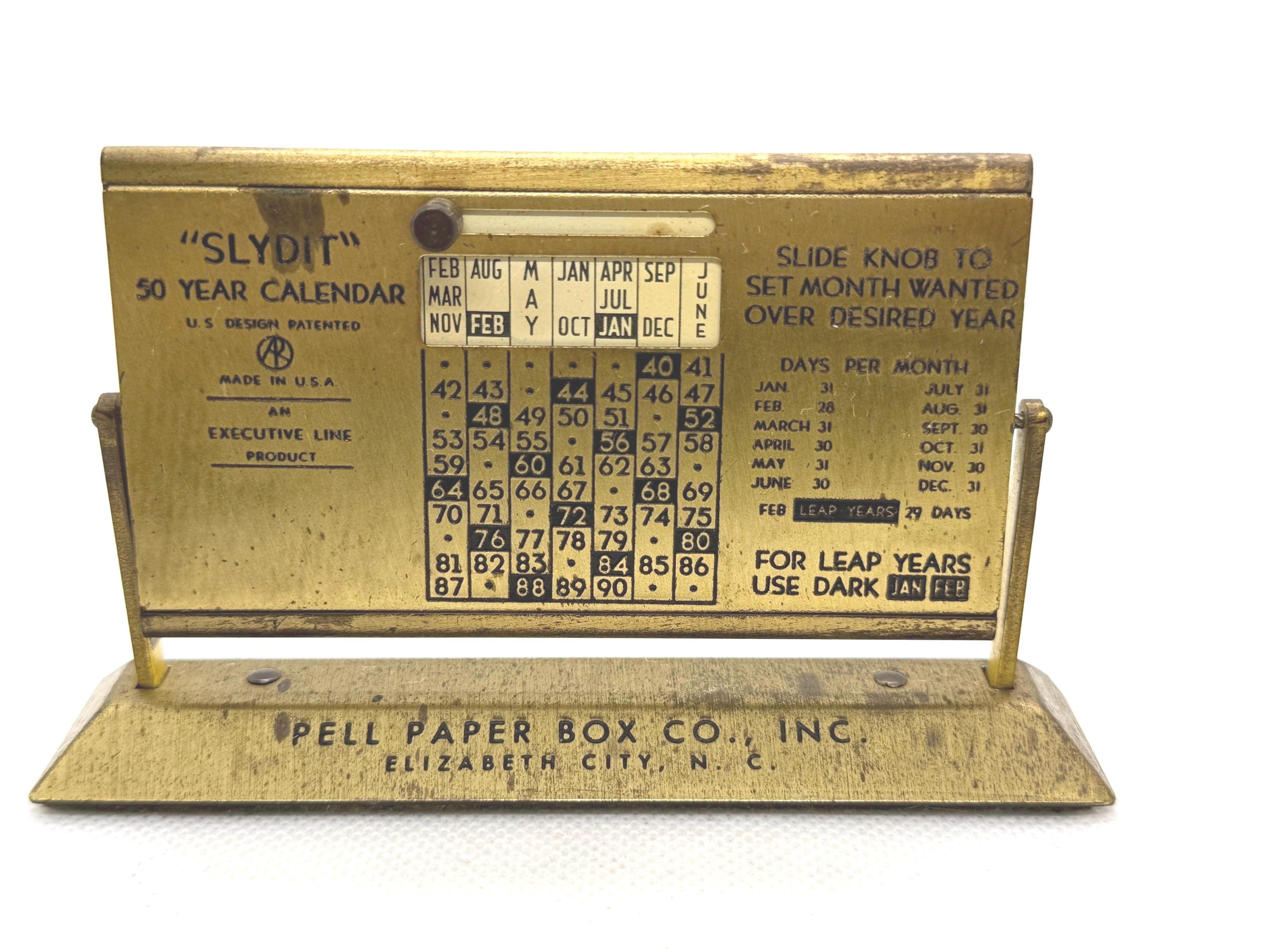 1940-1990 SLYDIT Vintage 50 Year Brass Sliding Calendar - Etsy