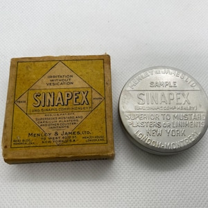 Vintage  Physician Sample SINAPEX salve medical medicine apothecary  tin with contents and label
