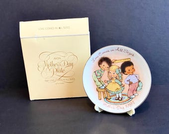 Vintage AVON Mother's Day Gift Plate, 1984 Porcelain 22k Gold Trim NOS