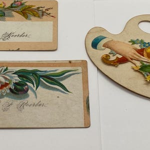 Lote de 3 tarjetas de visita personales antiguas de la familia ROERBER, década de 1870, efímeras vintage