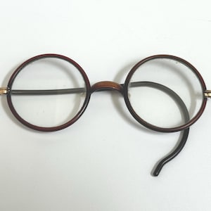 Antique late 1800s Windsor style round frame spectacles safety eyeglasses OLD!