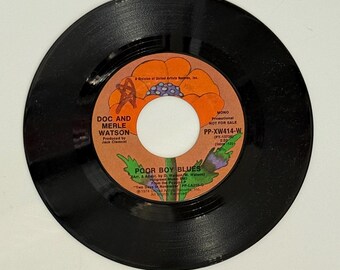 Vintage 1974 Doc and Merle Watson 'poor Boy Blues' 45 RPM Vinyl