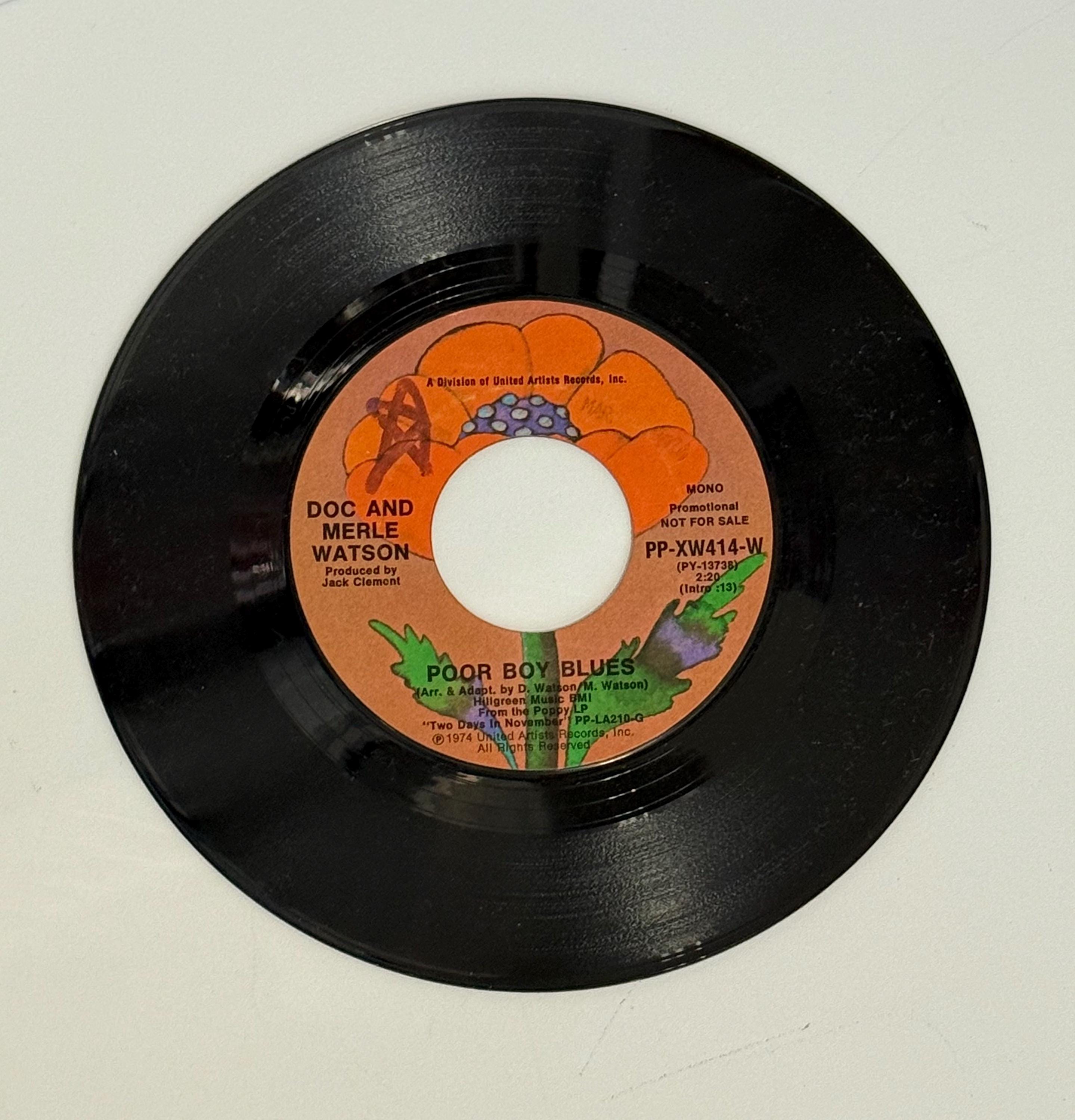 Vintage 1974 Doc and Merle Watson 'poor Boy Blues' 45 RPM Vinyl