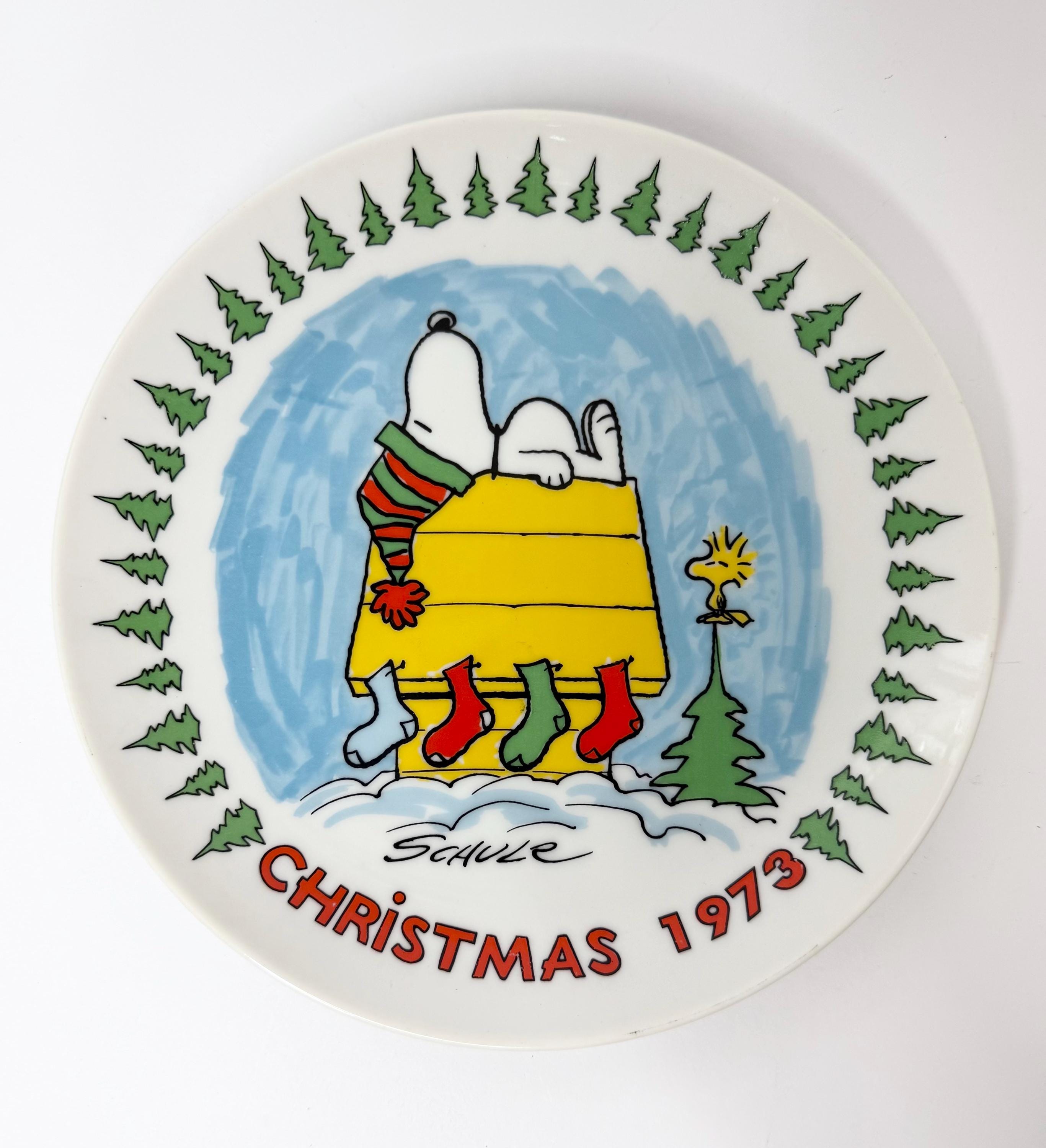 Vintage Christmas Plate Snoopy - Etsy