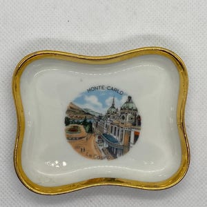 アンティーク リモージュ フランス ミニチュア磁器トレイ MONTE CARLO Le Casino お土産