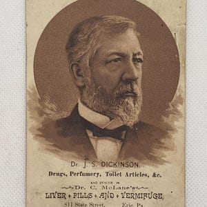 Spätes 1800s Vintage DR. C. MCLANE'S vermifuge Apotheken-Werbekarte