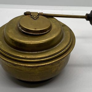 Antique 1800s rustic brass chafing dish spirit kettle burner