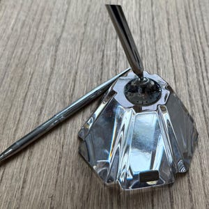 MCM leaded glass crystal paperweight pen holder. Very retro chic!
