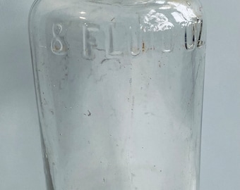 Clear 8 Fluid Ounce apothecary vintage medicine bottle