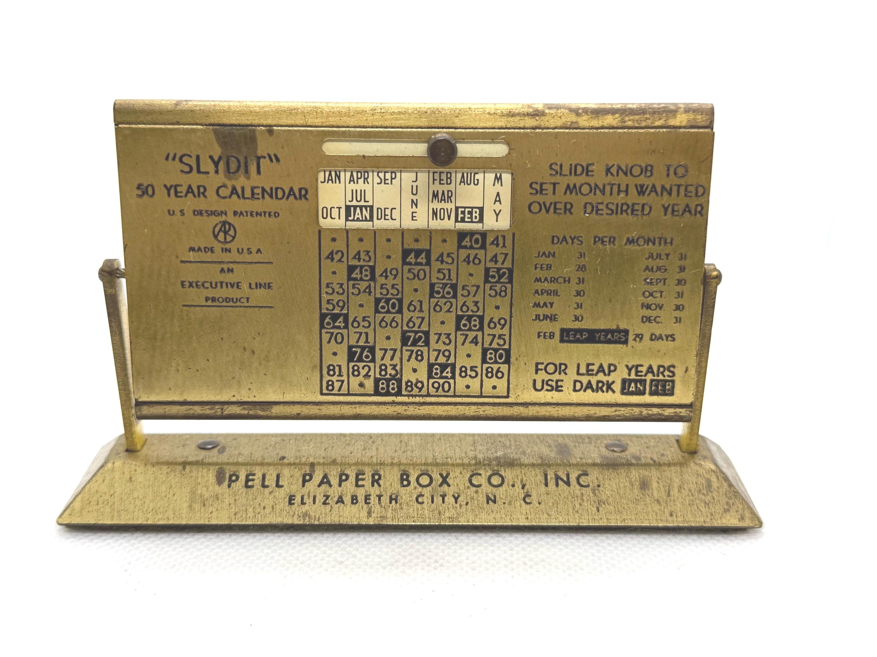 アンティーク　カレンダー 1940-1990 SLYDIT Vintage 50 Year Brass Sliding Calendar - Etsy