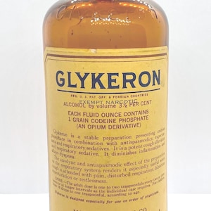 1900s GLYKERON GLYCO-HEROIN Medicine bottle with label!  Very rare find