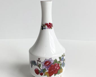 Vintage Paragon Bone China Bud Vase, Tree of Kashmir Floral, Gold Accents