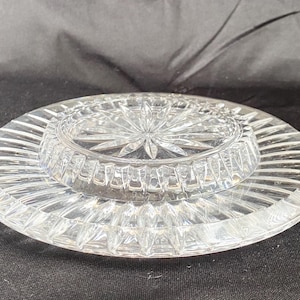 VINTAGE Glass Pillar Candle Holder Cut Lead Crystal Paneled Edge Made in Poland