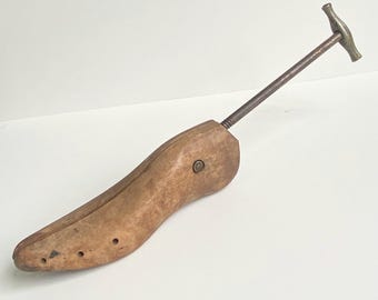 Vintage 1940s Wooden shoe Stretcher Shoe Tree Rustic antique