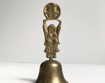 Vintage Brass Buddha Bell - Spiritual Meditation, Good Luck Charm (4 1/2")