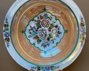 Vintage Japanese Lustreware Serving Bowl, Floral Design