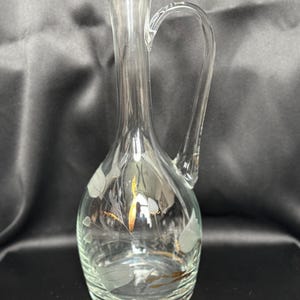 Vintage 1950s MCM ETCHED glass pitcher decanter