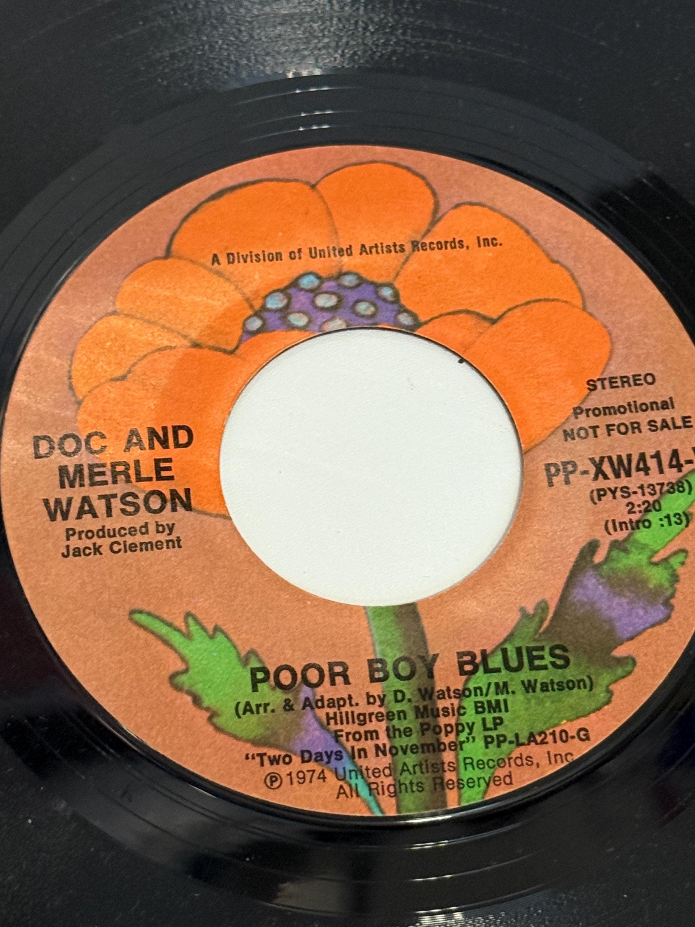 Vintage 1974 Doc and Merle Watson 'poor Boy Blues' 45 RPM Vinyl