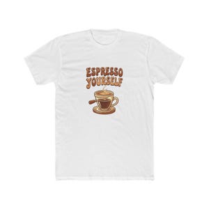 Espresso Yourself Coffee Pun Shirt, Funny Barista Gift, Retro Cafe Tee, Coffee Lover Graphic